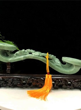 贵州翠玉石绿颜色玉如意摆件客厅办公室玄关乔迁结婚礼品桌面装饰