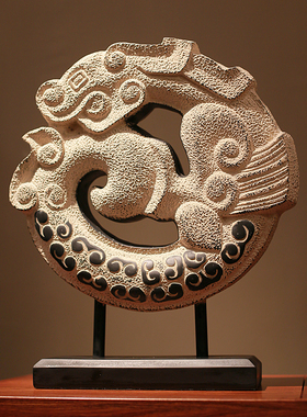 中式仿古家居饰品摆件客厅酒店茶楼会所玄关摆设飞龙转运复古龙壁