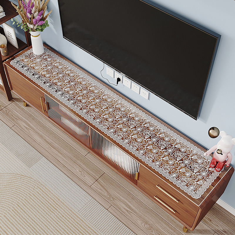 pvc软玻璃电视柜桌垫 蕾丝水晶板餐桌布免洗防油防水茶几垫子