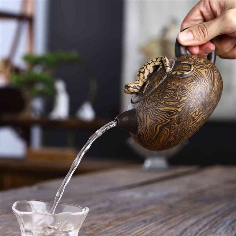 早期库存宜兴老一厂紫砂壶顾景舟款绞泥蜥蜴壶泡茶茶具单壶仿老壶