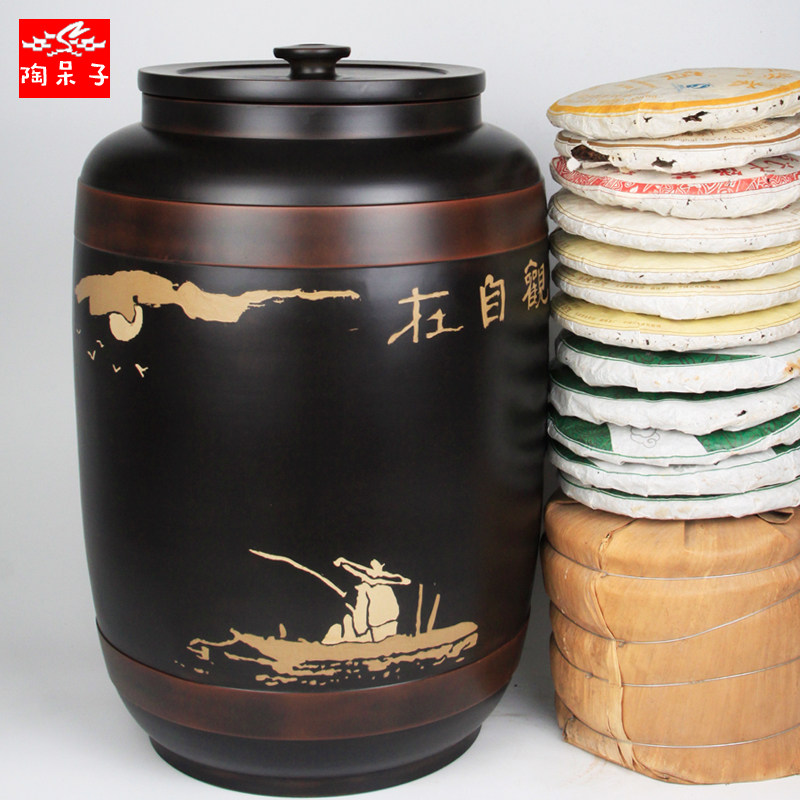 陶呆子 云南建水紫陶茶叶罐 普洱茶 储茶罐 大茶缸 抽水大水缸