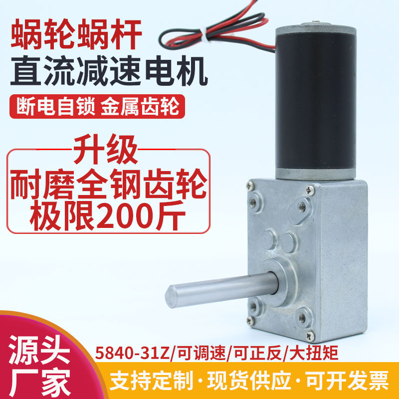 5840-31zy直流减速电机涡轮蜗杆大扭力自锁微型减速马达12V24V