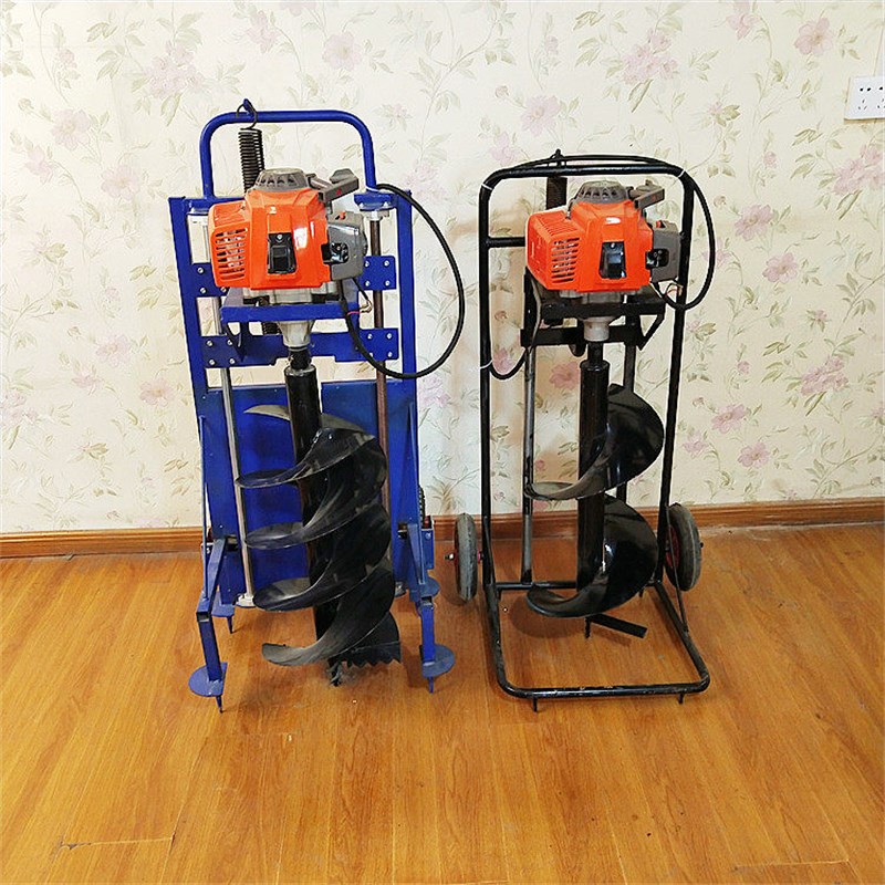 小型挖坑机植树施肥钻洞打孔机独轮脚踩护栏打桩机
