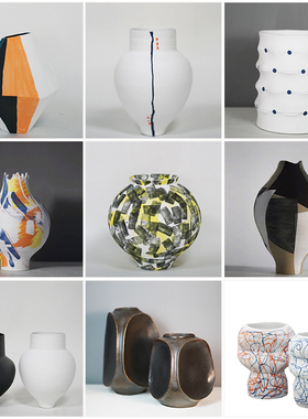 现代复古陶瓷花器创意摆件样板间售楼处客厅餐厅博古架装饰品摆设