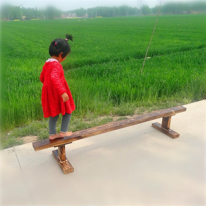 幼儿园感统器材木制独木桥儿童碳化防腐全实木体能测试平衡木教具