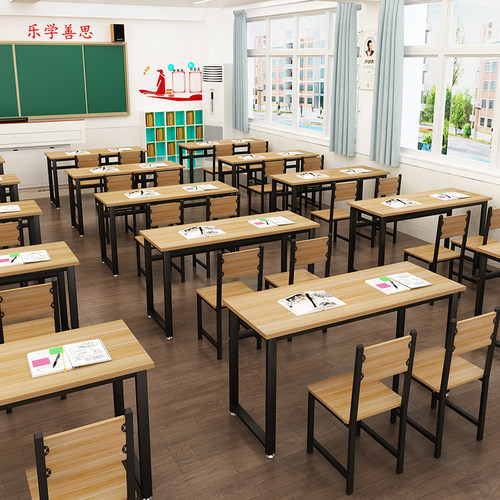 学校辅导班培训机构课桌椅中小学生补习班套装双人座抽屉长条书桌