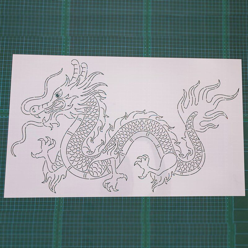 135 龙纹 刺绣刺子绣镂空画图模板diy 拓图描图工具杯垫茶垫茶席