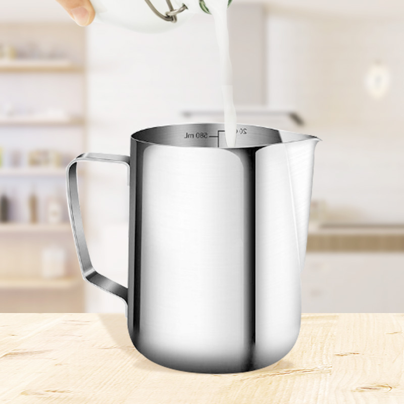咖啡拉花杯30 不锈钢奶泡杯大容量带刻度尖嘴拉花缸加厚器具