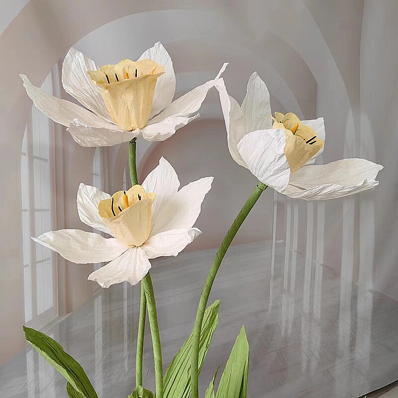 水仙纸艺花婚礼舞台摆件假花婚庆道具路引花摄影橱窗店铺装饰花