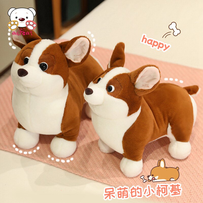 可爱仿真柯基玩偶公仔小狗毛绒玩具儿童床上睡觉狗狗抱枕柴犬娃娃