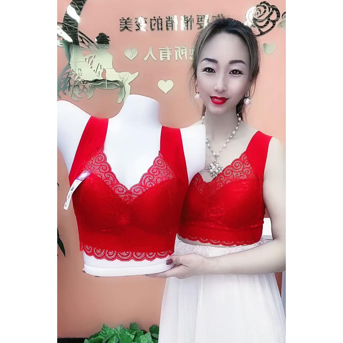 带胸垫大码蕾丝无痕美背聚拢内衣收副乳胖妹妹防下垂无钢圈聚拢潮