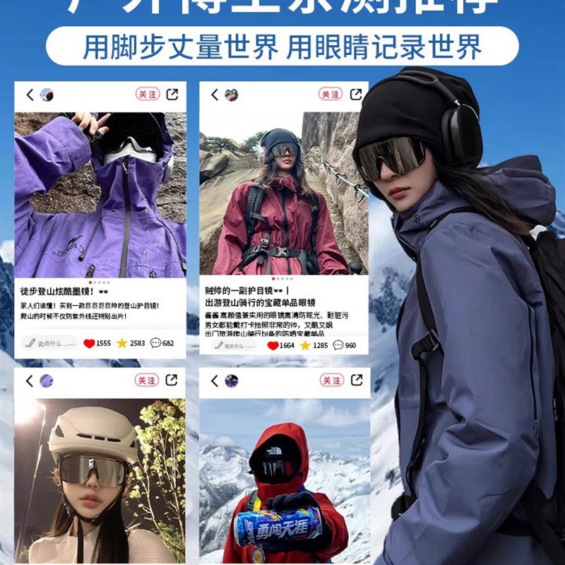 德国登山护目镜可戴眼镜女户外徒步男防风雪山爬山可套近视镜墨镜