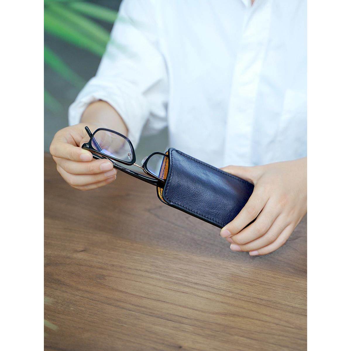 牧羊人的石头皮革艺术手工精品眼镜收纳袋太阳镜收纳袋男士真皮手