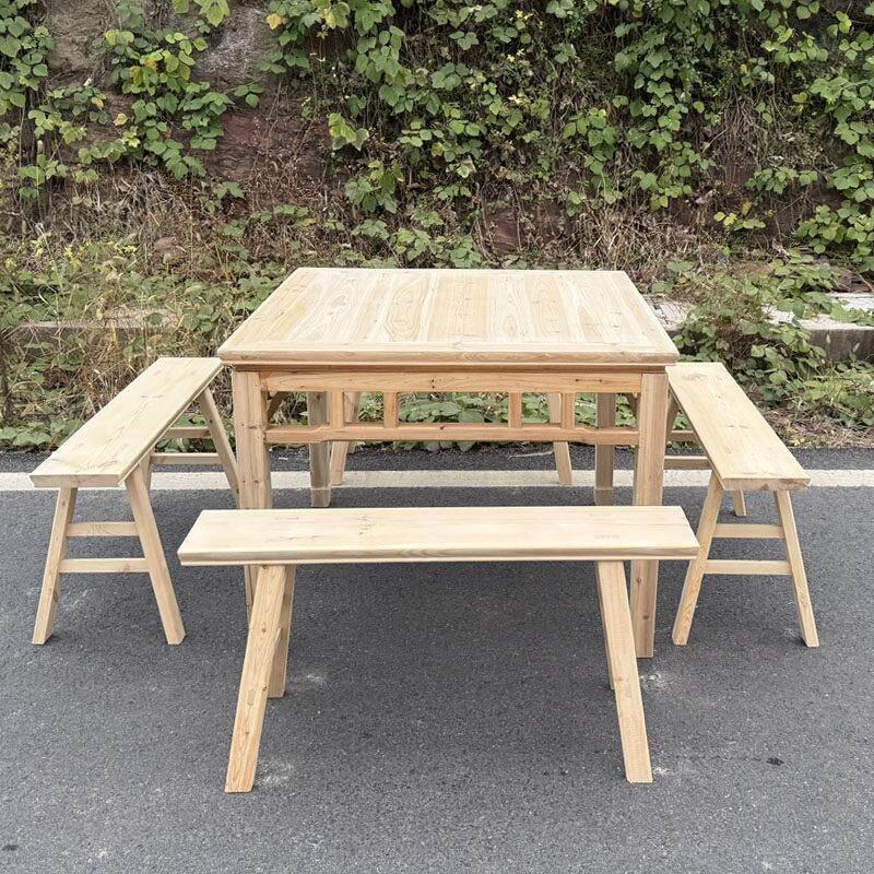 四方桌实木八仙桌一桌四长凳子可以定制餐桌凳中式家用整套餐桌椅