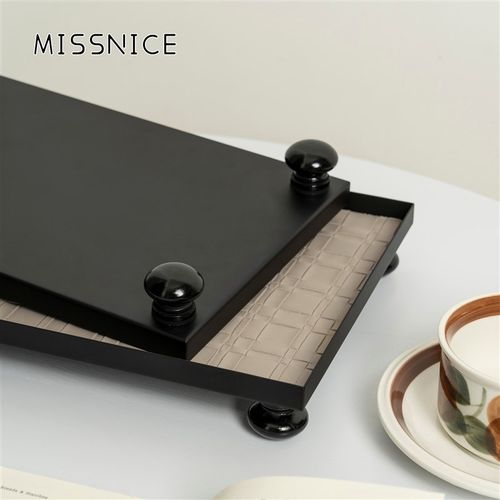 MISSNICE轻奢桌面香薰香水化妆品收纳盘玄关钥匙收纳木脚托盘茶盘
