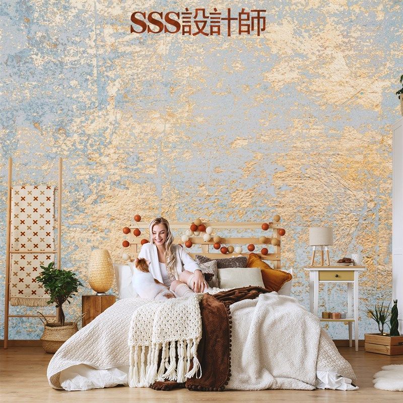 现代高级感艺术墙布3d立体轻奢金色泼墨涂鸦壁纸背景墙纸定制壁画