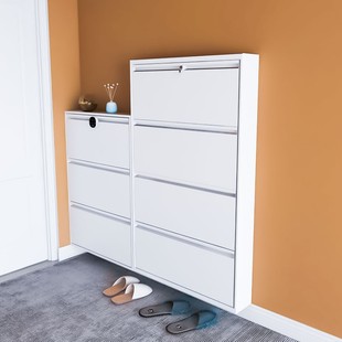 带锁15cm超薄鞋 橱 柜小户型翻斗走廊钢制门外楼道电梯口防盗金属鞋