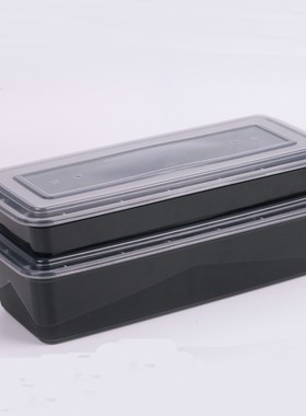 2000/2800ml一次性长方形烤鱼盒烧烤外卖餐盒加厚黑色烤串打包盒