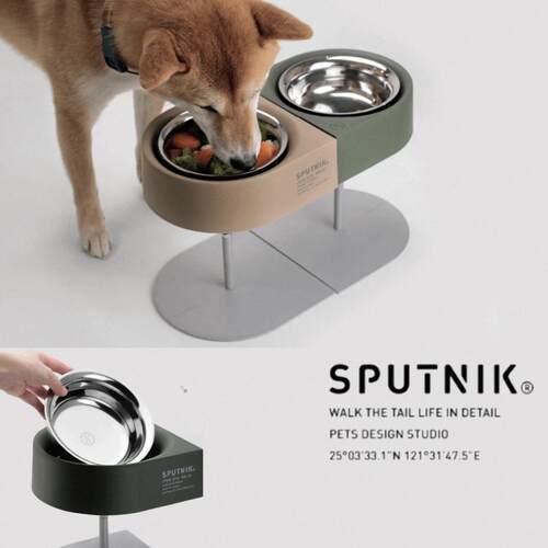 宠物碗可调节高度防蚁 SPUTNIK不锈钢可加热保护脊增高碗椎狗猫碗