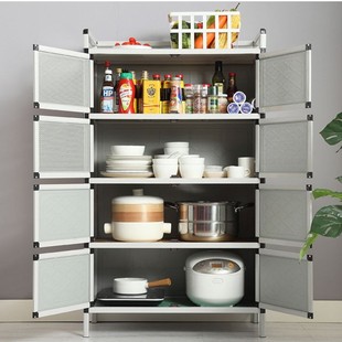 不锈钢放碗柜家用厨房收纳柜灶台架子经济储物柜子置物出租房农村