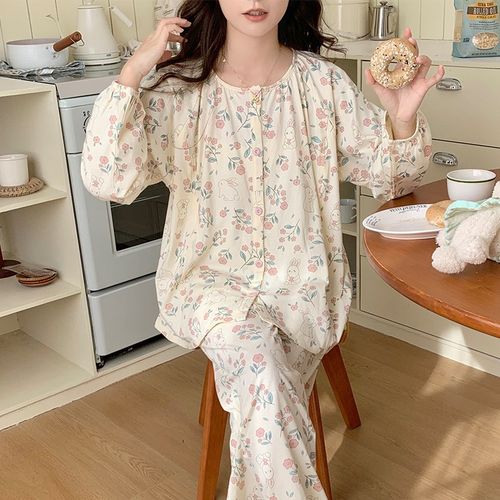 a类月子服纯棉春秋产后哺乳喂奶全棉吸汗孕妇睡衣夏季薄款怀孕期