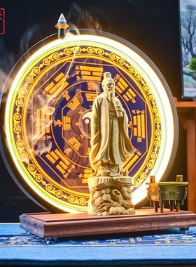 中式禅意孔子像摆件诸葛亮范蠡文财神比干办公室书房客厅老师礼品