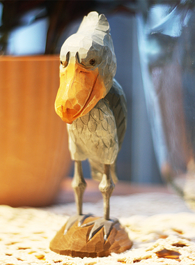 包邮 鹿妖商店 鲸头鹳 木雕摆件 网红沙雕大鸟 手工实木动物