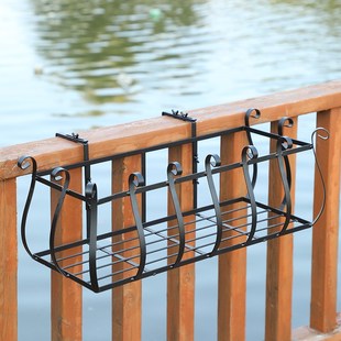 栏杆挂篮阳台悬挂式花盆托盘架长方形花架挂式花盆置物架铁艺挂架