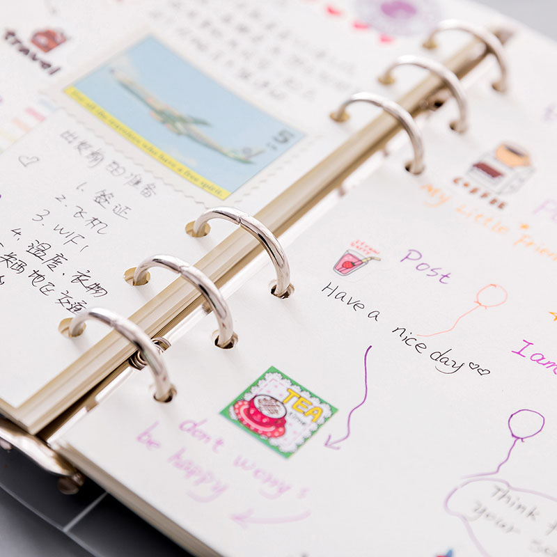 套餐6孔活页本A5创意随身旅行手帐本PVC透明A6手账记事笔记方格本