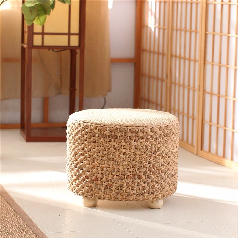 创意藤编坐凳时尚家用客厅换鞋凳草编茶几矮凳沙发凳实木阳台圆凳,住宅家具,矮凳,淘宝优惠券,粉丝福利购,淘宝优惠卷