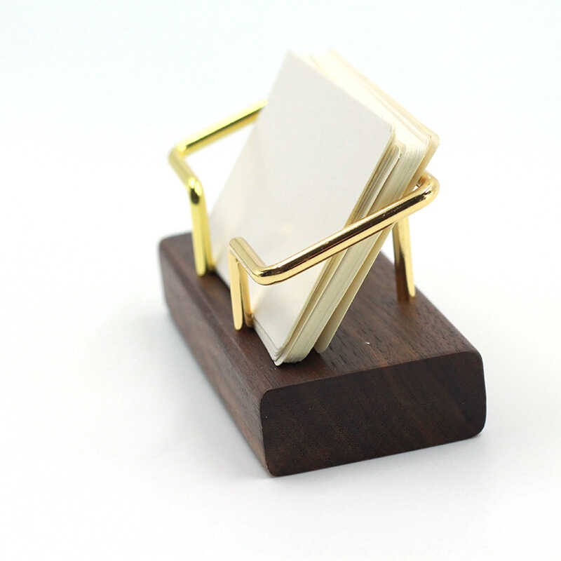 胡桃木名片架木质名片架金属名片架便签盒实木卡片便签名片架