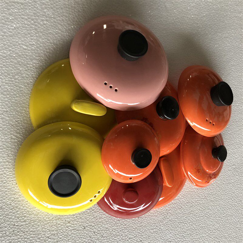 彩色陶瓷砂锅盖子配件白黑色沙锅盖通用彩色电炖锅汤煲中药壶锅盖