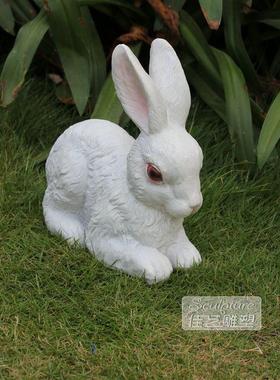 欧式玻璃纤维人物雕塑艺术品客厅户外落地摆设可定制作动物小白兔