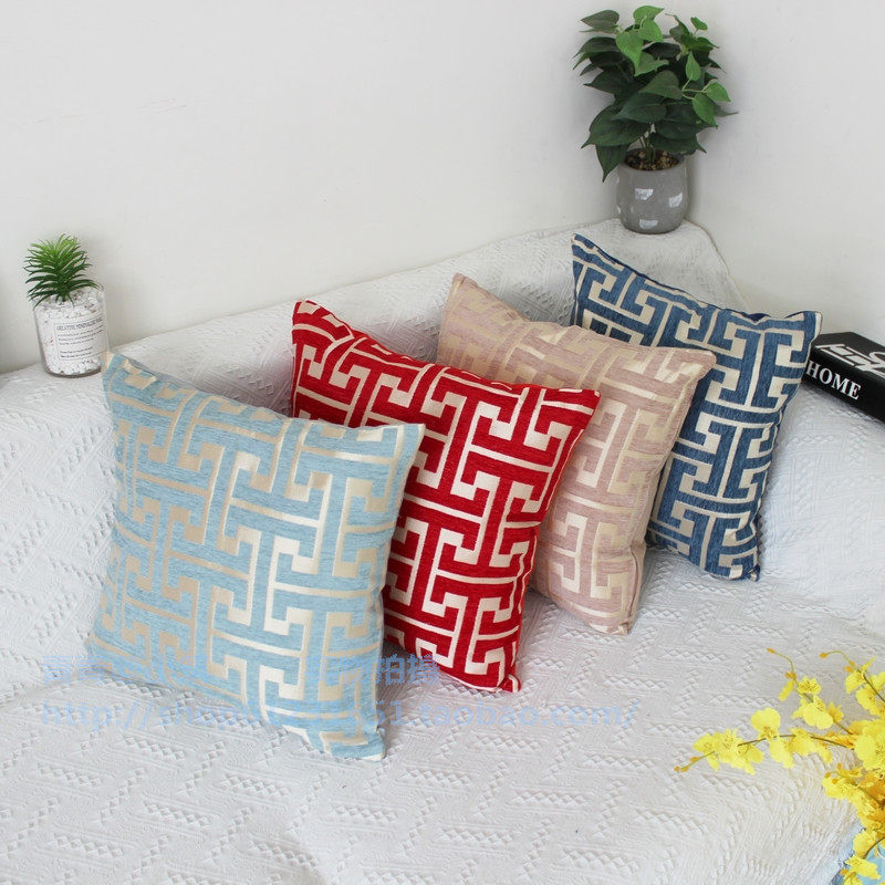 欧式雪尼尔提花抱枕套几何沙发客厅布艺装饰靠垫靠枕抱枕套45 cm