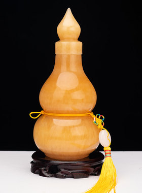 玉石空心葫芦开口玉葫芦摆件开业乔迁礼品福禄客厅玄关中式摆设