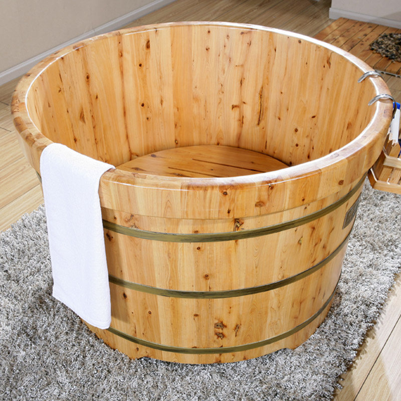 杉琦美容院圆形木桶泡澡沐浴桶成人洗澡坐浴盆实木大人浴缸家用