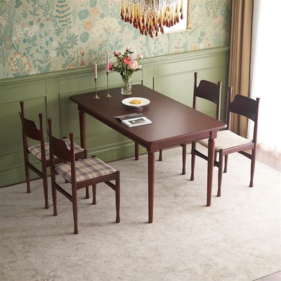 和年美家轻法式复古风白蜡木软包餐椅子家用靠背实木美式中古书椅