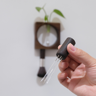意式摩卡壶手冲咖啡布粉针清洁刷套装创意胡桃木咖啡用品水培花瓶