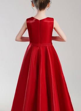 女童红色大小提琴演出服生日公主裙钢琴演出服高端乐团比赛晚礼服