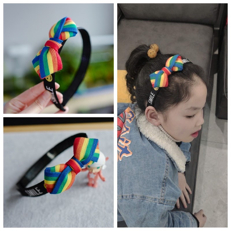 手工布艺儿童宝宝发饰品彩虹学生有齿防滑头箍 女童头饰小孩发箍