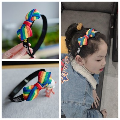手工布艺儿童宝宝发饰品彩虹学生有齿防滑头箍 女童头饰小孩发箍