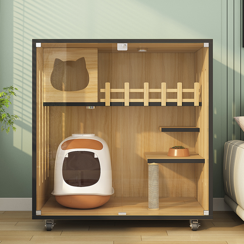 家用猫别墅可放自动猫砂盆猫窝猫笼子猫窝超大猫咪房子双三层猫柜