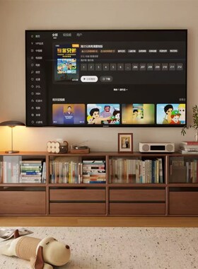 复古实木黑色格子矮柜模块自由组合客厅落地展示沙发边收纳隔断架