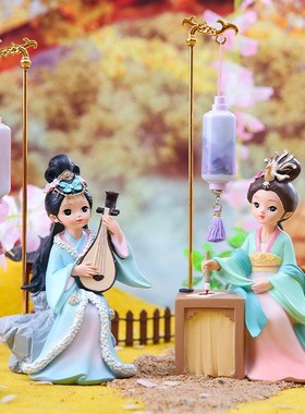 古风浣花曲系列四大美人灯下摆件创意女孩房间工艺品装饰少女礼品