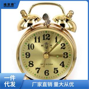 老式 复古手动发条上劲机械齿轮铃声闹钟金属马蹄收藏闹钟