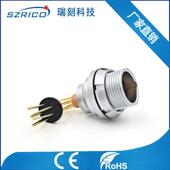 圆形金属端口8PIN长弯针板接母座1K防水室外低电压连接器M16插件