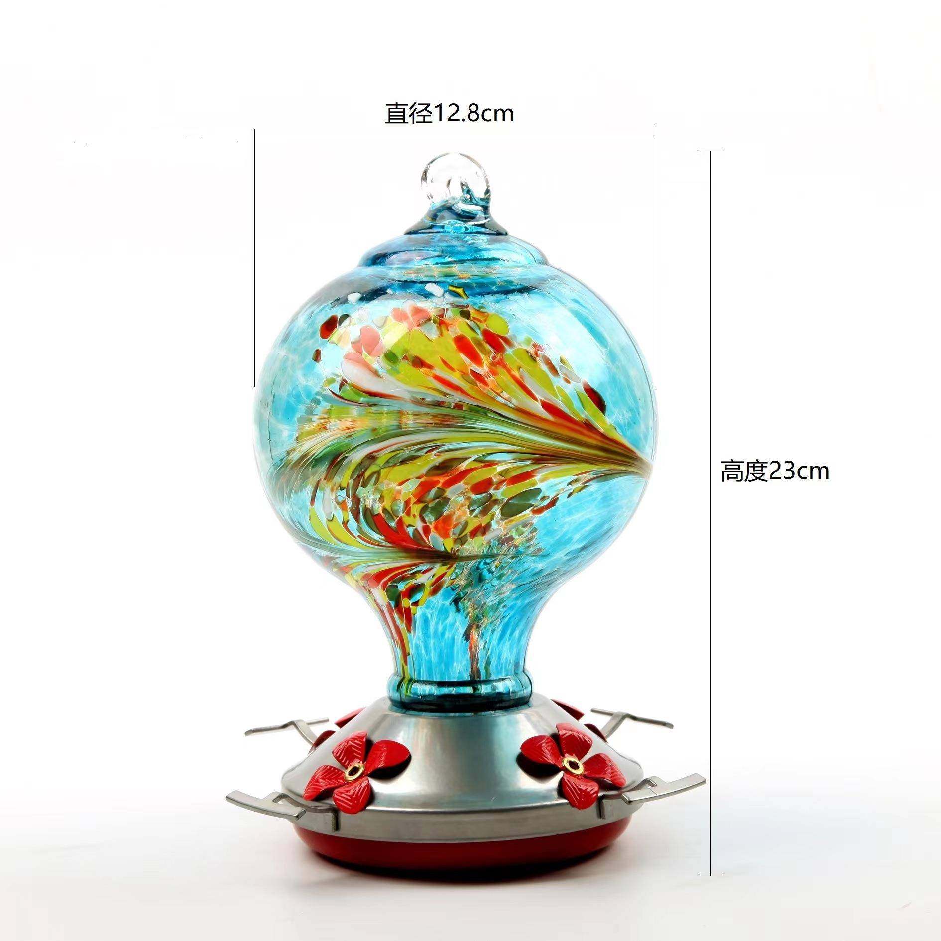 源头厂家彩绘玻璃蜂鸟喂食器 喂水器 喂鸟器 防蚂蚁挂钩园艺用品