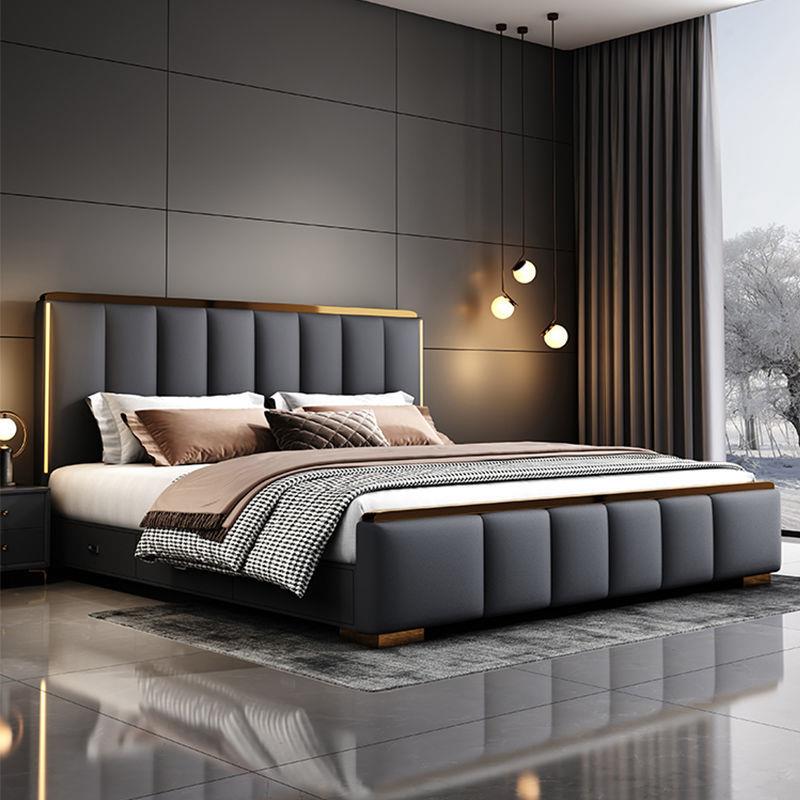 意式轻奢主卧大床双人床1.8x2米超薄床头床主卧1.5米卧室家用婚床