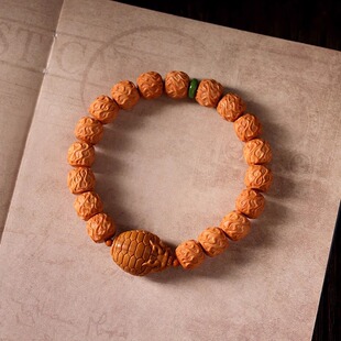 武当山官方龙须猴头手串高端原籽雕刻龙龟盘玩单圈核桃文玩