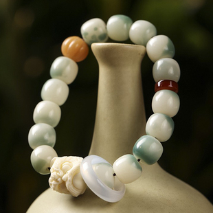 武当山官方风化菩提手串象牙果醒狮转运珠玛瑙跑环手链男女同款